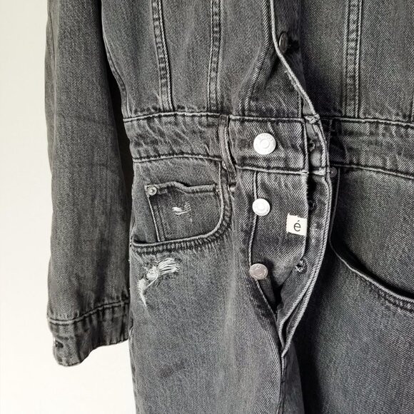 etica x Free People Stormy Skies Black/Washed Gray Lotta Denim Mini Dress S $228 - Picture 12 of 16